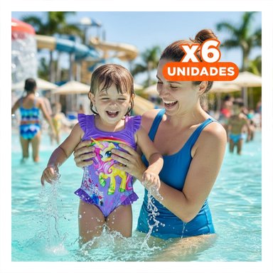 PACK6 MODA DE NATACION PARA NINAS COLOR LILA CON ESTILO COMODO Y+REGALO STICKER