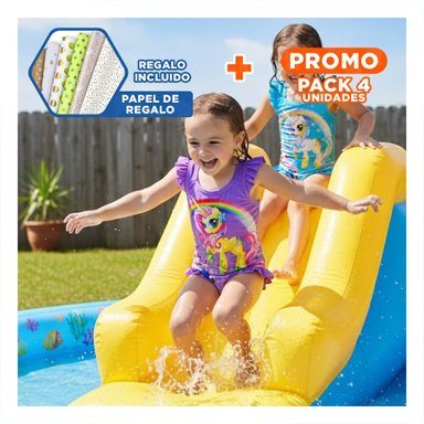 PACK4 ATUENDO DE NATACION PARA NINAS EN LILA CON AJUSTE SEGURO Y+PAPEL REGALO