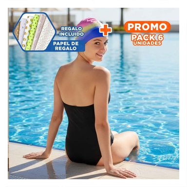 PACK6 CUBIERTA DE CABEZA PARA NATACION COLORIDA USO FRECUENTE Y+PAPEL REGALO