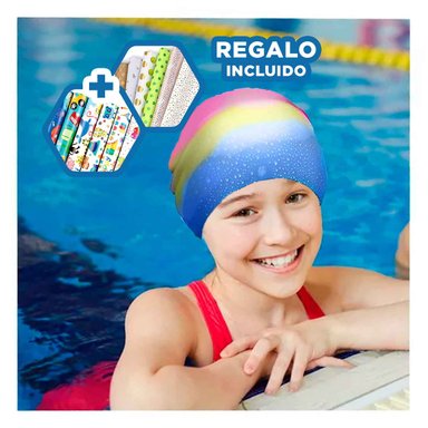 PACK3 GORRO ACUATICO FUNCIONAL EN ROSADO Y+PAPEL DE REGALO