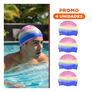 PACK4 CUBIERTA DE CABEZA PARA NATACION MULTICOLOR USO PISCINA DEPORTIVO Y+REGALO STICKER