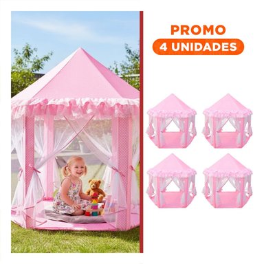 PACK4 TOLDO DE NIÑA DE CAMPO DE TUL MG-H812 ROSADO PARA USO FAMILIAR Y+REGALO STICKER