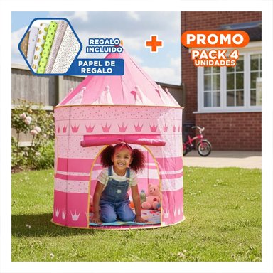 PACK4 CARPA INSTANTANEA DE NIÑA DE CAMPO MG-LZ801 ROSADO PARA JUEGOS SEGUROS Y+PAPEL REGALO