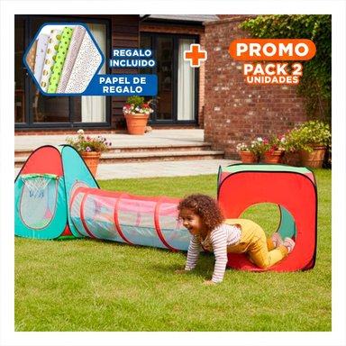PACK2 TIENDA COMPACTA DE NIÑO DE CAMPO 3 PIEZAS MG-H8010 EB PARA JUEGOS Y+PAPEL REGALO
