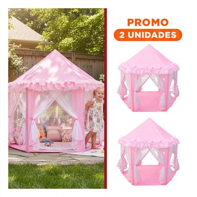 PACK2 CARPA DE NIÑA DE CAMPO DE TUL MG-H812 ROSADO PARA JUEGOS Y ACTIVIDADES