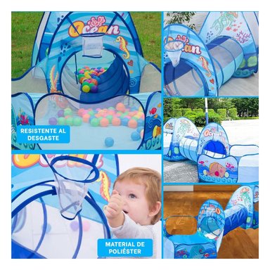 PACK4 TOLDO COMPACTO DE NIÑO DE CAMPO 3 PIEZAS MG-16335 EB CELESTE PARA USO Y+REGALO STICKER - 2