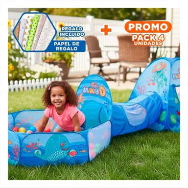 PACK4 CARPA RAPIDA DE NIÑO DE CAMPO 3 PIEZAS MG-16335 EB CELESTE PARA JUEGOS Y+PAPEL REGALO