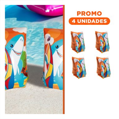 PACK4 AROS ANIMALES ACUATICOS TIBURON 32102 PARA DIVERSION SEGURA EN AGUA Y+REGALO STICKER
