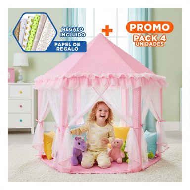 PACK4 CARPA INSTANTANEA DE NIÑA DE CAMPO DE TUL MG-H812 ROSADO PARA ACTIVIDADES Y+PAPEL REGALO