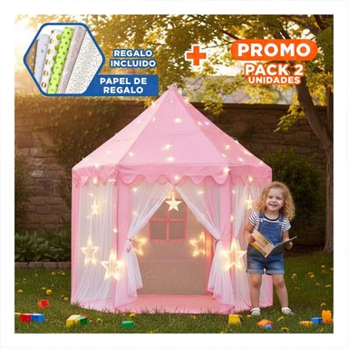 PACK2 CARPA COMPACTA DE NIÑA DE CAMPO CON LUCES MG-LZ813 ROSADO PARA DIVERSION Y+PAPEL REGALO