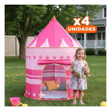 PACK4 PABELLON PORTATIL DE NIÑA DE CAMPO MG-LZ801 ROSADO PARA ACTIVIDADES RECREATIVAS