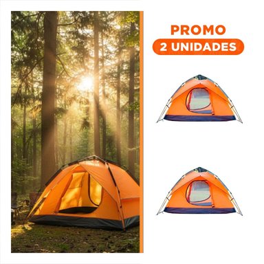PACK2 PABELLON ALTA MONTAÑA AUTOMATICA 4 PERSONAS ANARANJADO PARA CAMPING FAMILIAR