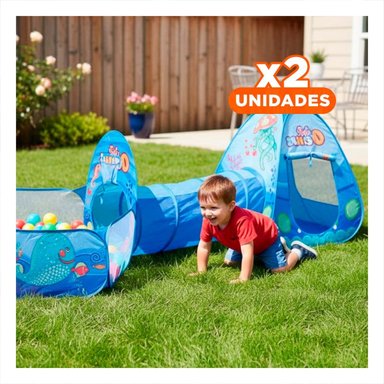 PACK2 REFUGIO COMPACTO DE NIÑO DE CAMPO 3 PIEZAS MG-16335 EB CELESTE Y+REGALO STICKER