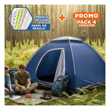 PACK4 CARPA RAPIDA DE 2 PERSONAS MG-02P PARA AVENTURAS EN NATURALEZA Y+PAPEL REGALO