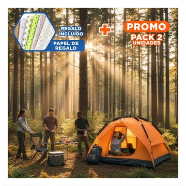 PACK2 CARPA INSTANTANEA ALTA MONTAÑA 4 PERSONAS ANARANJADO PARA AVENTURAS Y+PAPEL REGALO