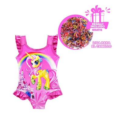 PACK6 TRAJE DE BAÑO PARA CHICAS EN FUCSIA Y+LIGAS DE REGALO