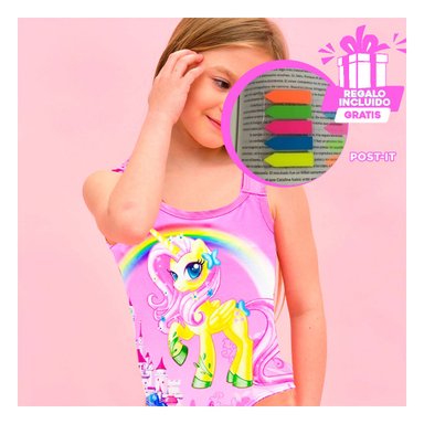 CONJUNTO PARA NADAR DE NIÑAS ROSADO Y+BANDERITAS ADHESIVAS