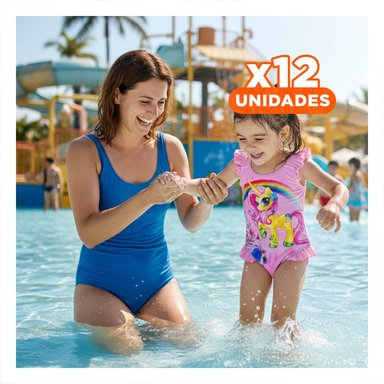 PACK12 VESTIMENTA DE NATACION INFANTIL PARA NINAS ROSADO PARA EL AGUA