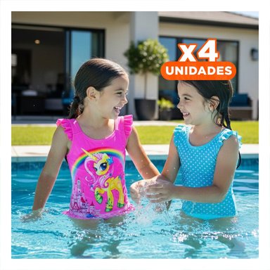 PACK4 VESTIMENTA DE NATACION PARA NINAS COLOR FUCSIA COMODA PARA PISCINA