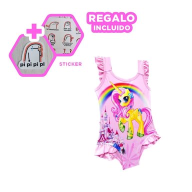 PRENDA DE NATACION INFANTIL PARA NINAS COLOR ROSADO LIGERA Y COMODA Y+REGALO STICKER