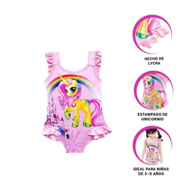 CONJUNTO DE ROPA DE AGUA ROSADO Y+REGALO LIGAS PARA PEINAR - 3