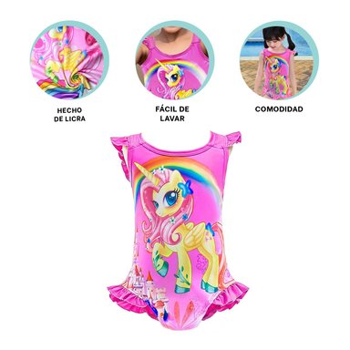 PACK3 ROPA PARA PEQUEÑAS PARA NADAR FUCSIA Y+REGALO STICKERS