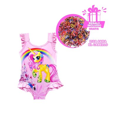 PACK4 TRAJE DE BAÑO PARA NIÑAS EN ROSADO Y+LIGAS DE REGALO