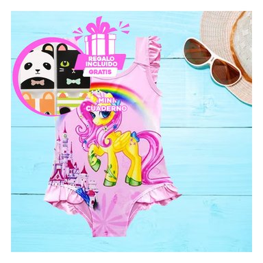 TRAJE DE BAÑO PARA NIÑAS COLOR ROSADO Y+GIFT MINIAGENDA