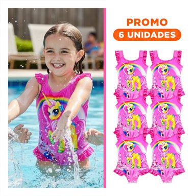 PACK6 VESTIMENTA DE NATACION PARA NINAS FUCSIA USO ACUATICO DIARIO