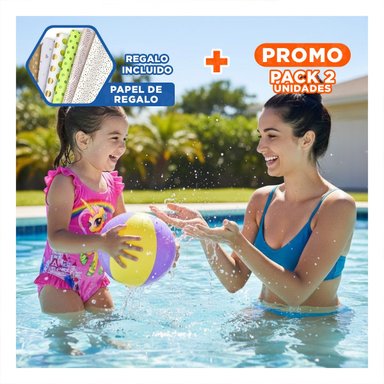 PACK2 ATUENDO DE NATACION PARA NINAS FUCSIA PARA USO ACUATICO Y+PAPEL REGALO