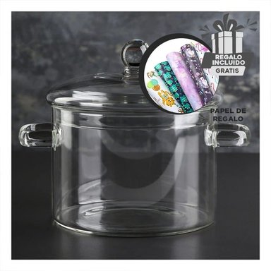 PACK4 CAZUELA UTIL 1500ML TRANSPARENTE Y+PAPEL DE REGALO