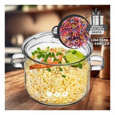 CAZUELA RAPIDA COCCION 1500ML TRANSPARENTE Y+LIGAS DE REGALO
