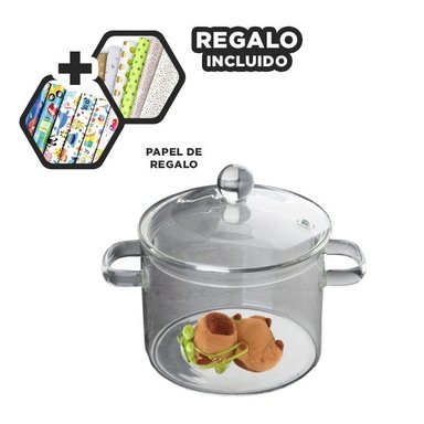 OLLA PARA SOPA 1500ML TRANSPARENTE Y+PAPEL DE REGALO
