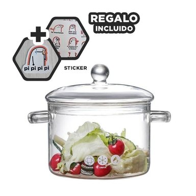 CACEROLA DE VIDRIO 1500ML TRANSPARENTE Y+REGALO STICKERS