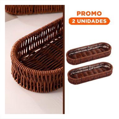PACK2 RECIPIENTE PRACTICO TEJIDO MULTIUSO OVALADO MARRON USO DIARIO CASA HOGAR