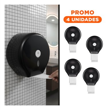 PACK4 CAJA PARA PAPEL HIGIENICO JUMBO NEGRO COMODA Y LIGERA Y PRACTICA GOTA Y+REGALO STICKER