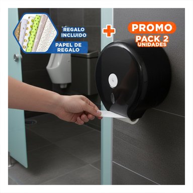 PACK2 CAJA PARA PAPEL HIGIENICO JUMBO NEGRO PRACTICA Y LIGERA Y COMODA GOTA Y+PAPEL REGALO