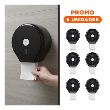 PACK6 PORTA OBJETOS MULTIFUNCIONAL PARA PAPEL HIGIENICO JUMBO NEGRO LIGERO GOTA