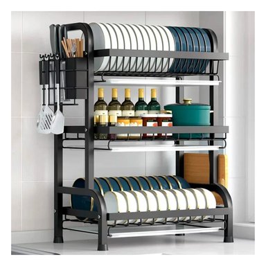 PACK3 SOPORTE PARA COCINA 3 PISOS EN NEGRO Y+REGALO STICKERS