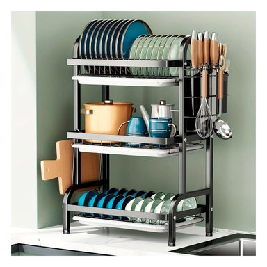 PACK3 ESCURREPLATOS 3 PISOS EN NEGRO Y+BANDERITAS ADHESIVAS