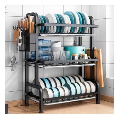 PACK3 ESCURREPLATOS CON TRIPLE NIVEL NEGRO Y+LIGAS DE REGALO