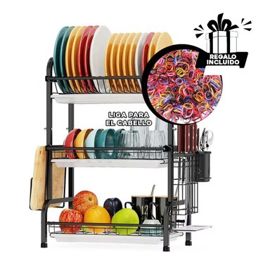 PACK4 ESCURRIDOR DE UTENSILIOS 3N NEGRO Y+LIGAS DE REGALO