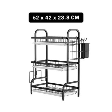 PACK2 ESCURRIDOR DE COCINA NEGRO CON 3 NIVELES Y AREA PARA TABLA Y+REGALO STICKER - 4