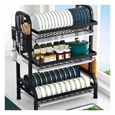PACK4 ESCURRIDOR DE PLATOS DE USO DIARIO CON 3 NIVELES NEGRO - 2