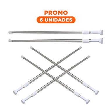 PACK6 ARTICULO AJUSTABLE PARA DUCHA COMPACTO SEGURO PLOMO 1,40M A 2,60M
