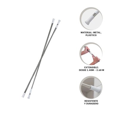 PACK9 TUBO EXPANDIBLE 1,40M A 2.60M PLOMO Y+REGALO STICKERS - 3