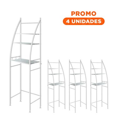 PACK4 ANAQUEL CURVO BLANCO PARA DUCHA CON SOPORTE ESTABLE Y ACABADO NEUTRO Y+REGALO STICKER