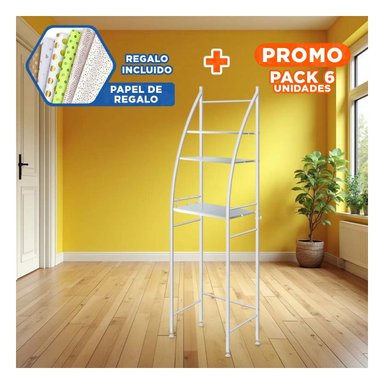 PACK6 ESTRUCTURA CURVA BLANCA PARA DUCHA CON FORMATO COMPACTO Y PRACTICO Y+PAPEL REGALO