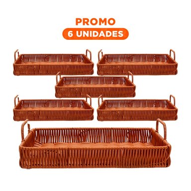 PACK6 LINEA RECTANGULAR CON ASAS TEJIDO PARA SERVIR Y DECORAR MESA HOGAR