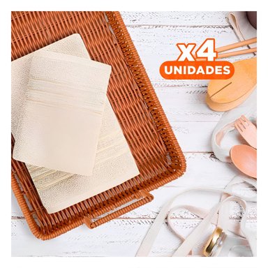 PACK4 SOLUCION RECTANGULAR CON ASAS TEJIDO PARA ORDEN Y DECORACION HOGAR